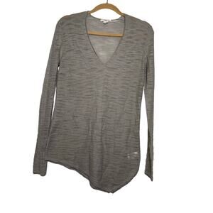 Helmut Lang Womens Long Sleeve V Neck Top Textured Heathered Knit Sweater M